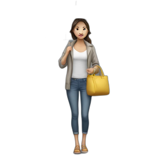 mujer con paraguas abierto fotorealista cuerpo entero emoji