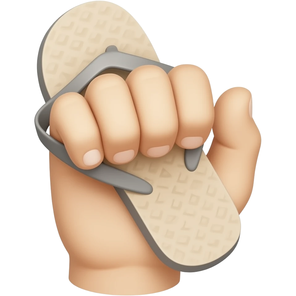 One hand gripping onto a jandal emoji