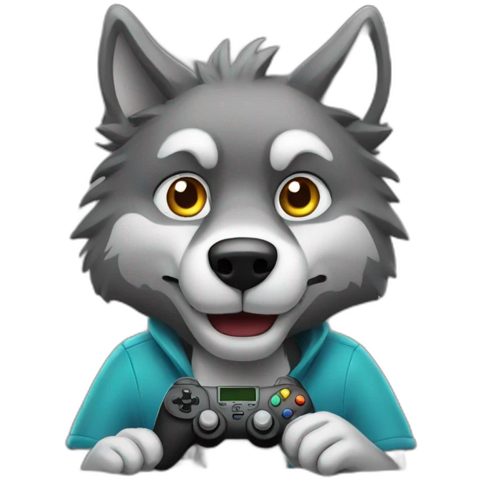 wolf playing video games on pc emoji