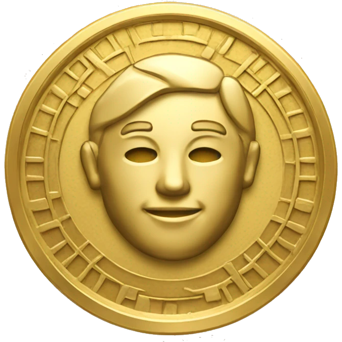 A gold coin with a geometric pattern emoji