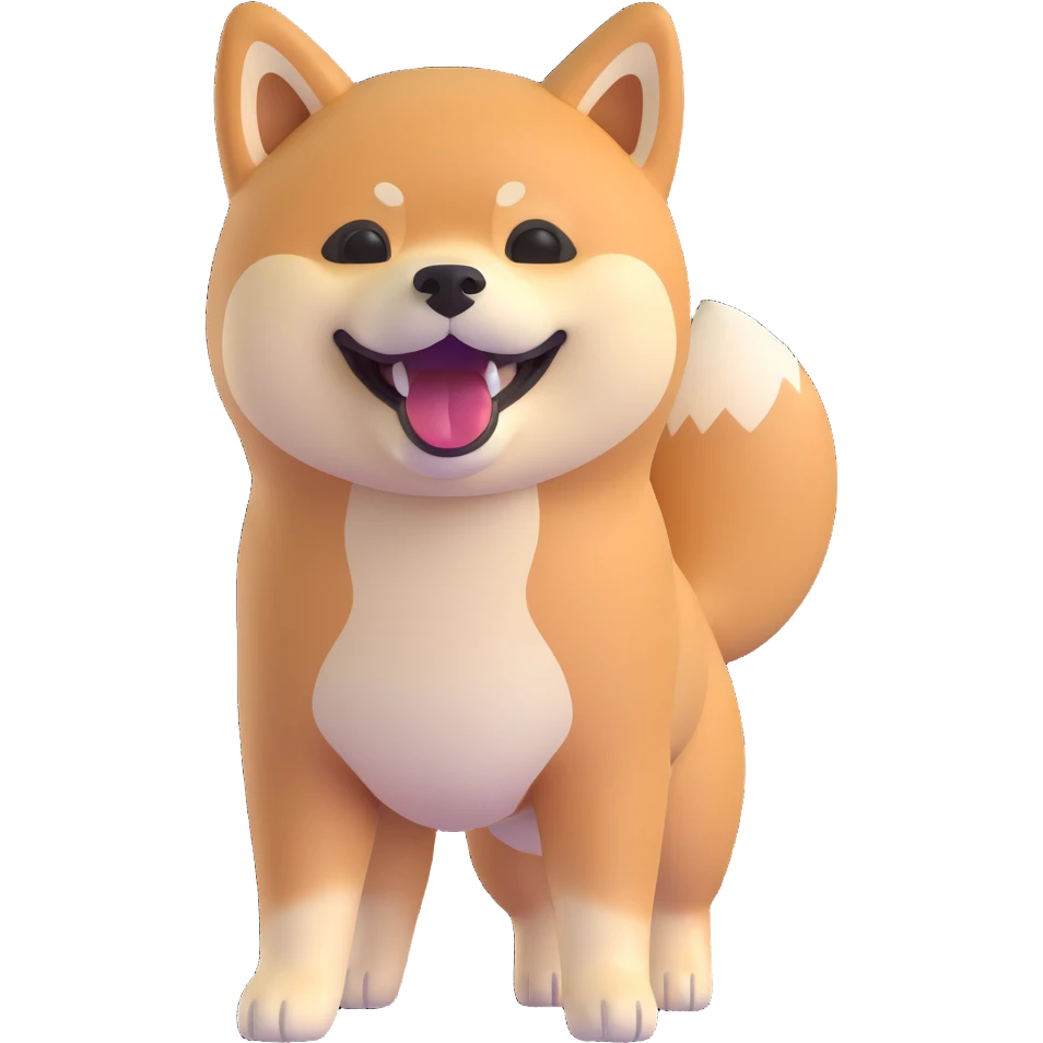 shiba inu standing, laughing emoji