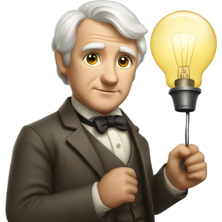thomas edison with a lamp in his hand emoji