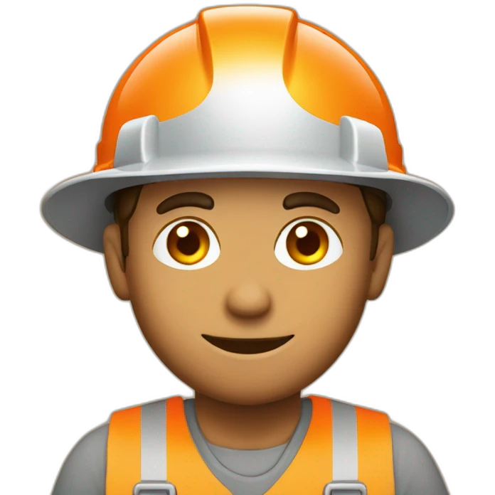 construction worker with orange construction icon on his hat emoji