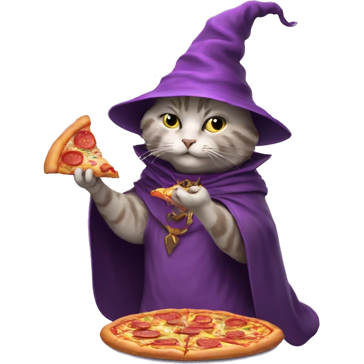 cat wizard eats pizza emoji