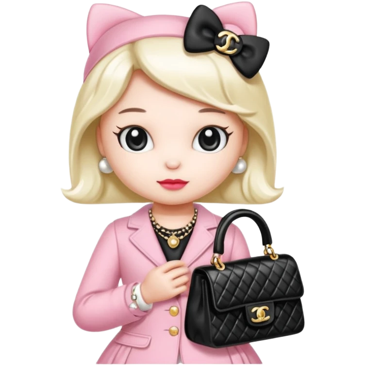 Hello Kitty wears in Chanel with a black bag Timeles emoji