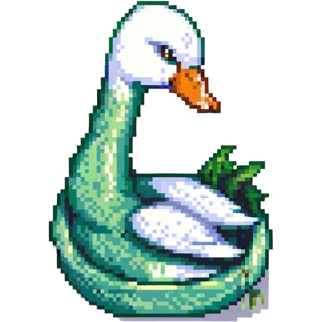 A swan made from a green terrycloth towel emoji