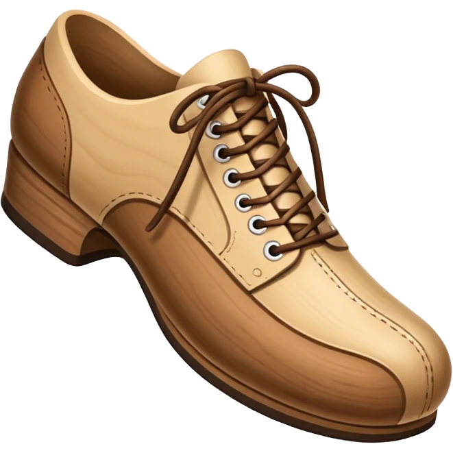 Un zapato de madera estilo Polonia . El zapato está tallado a mano. Pero de madera  peo que no tenga cordón para desatar emoji