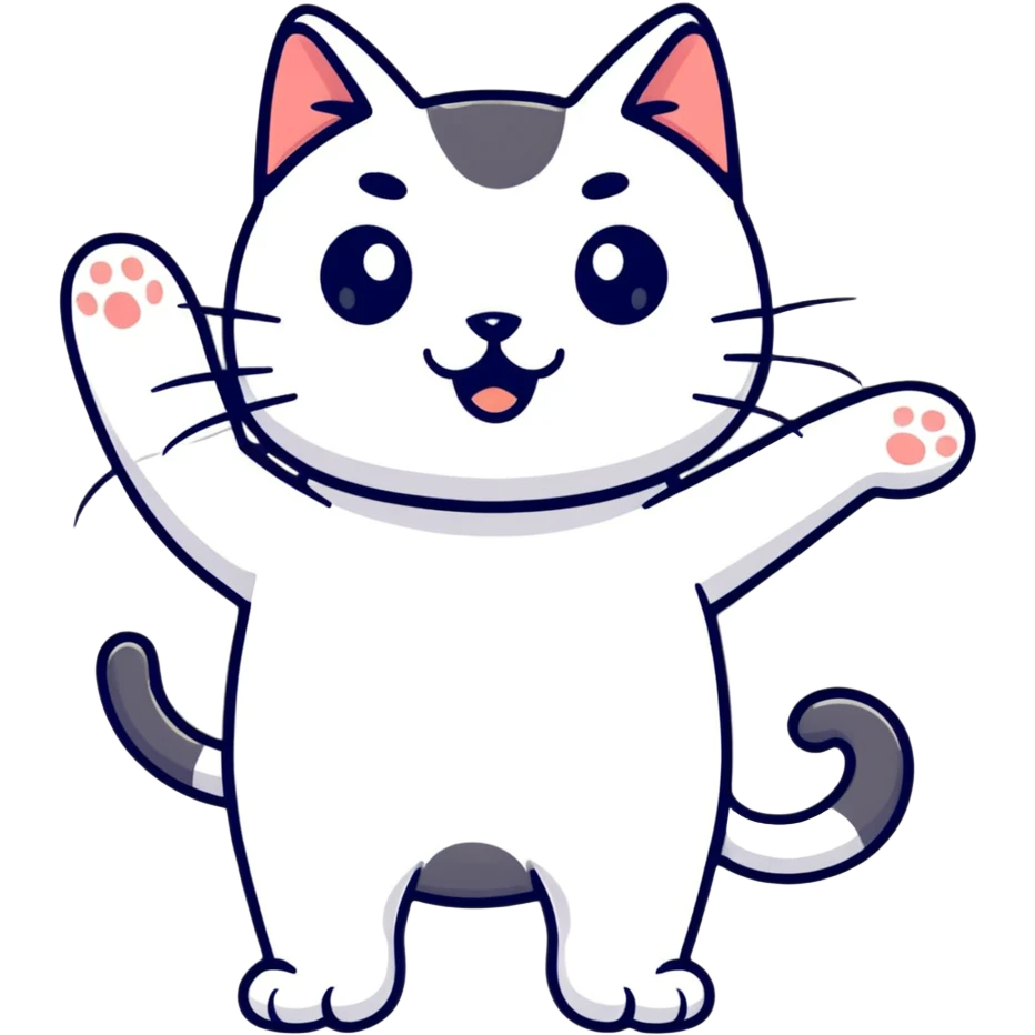 cartoon cat waving emoji