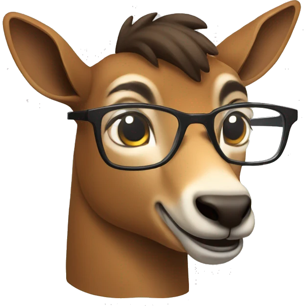 happy smart smiling brown chamois with glasses right profile emoji