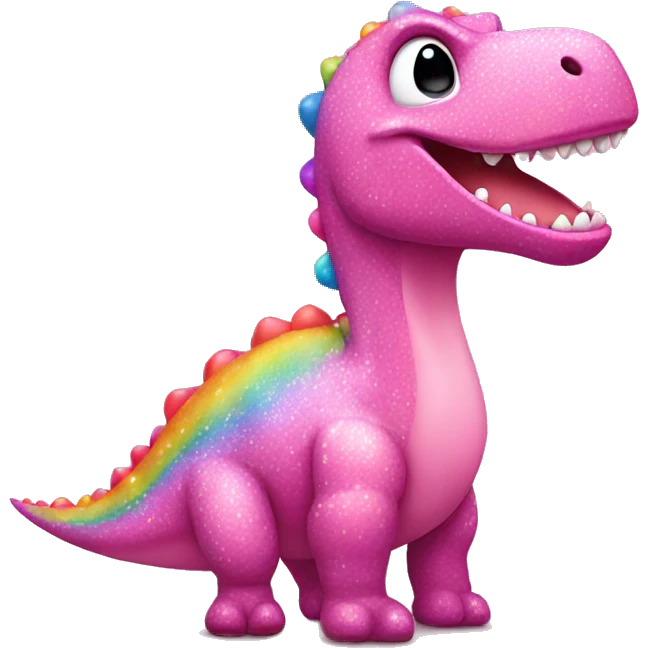 Pink Dinosaur with rainbow glittery polka dots  emoji
