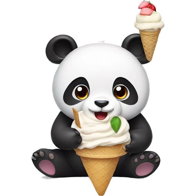 Panda eating ice cream emoji