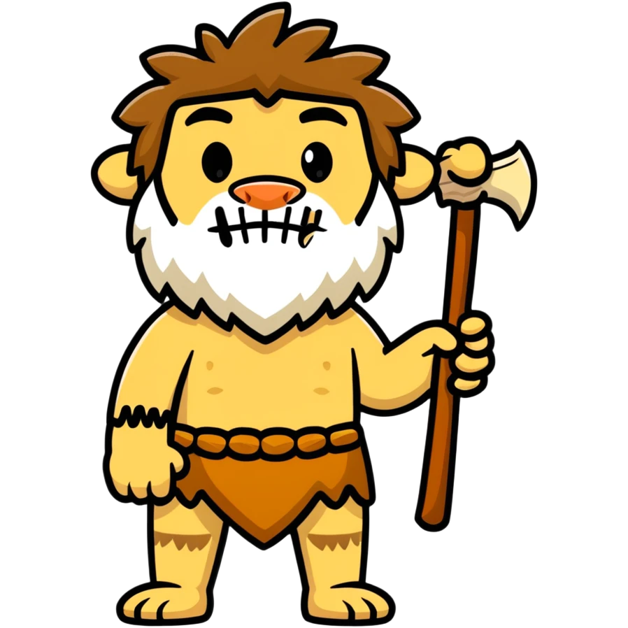 caveman with a bone club and animal fur emoji