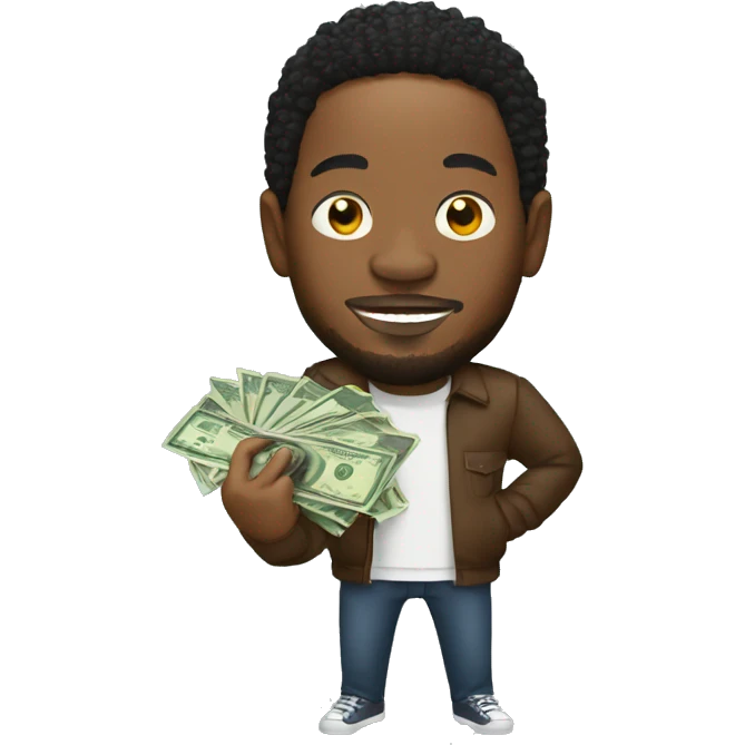 Kendrick Lamar holding money emoji