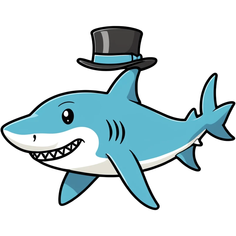 Shark with a top hat emoji