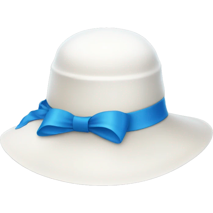 White Sun hat with blue ribbon emoji