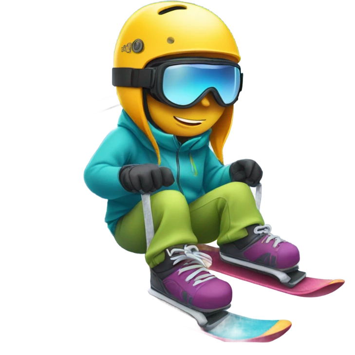 Snowboarder on a chairlift emoji