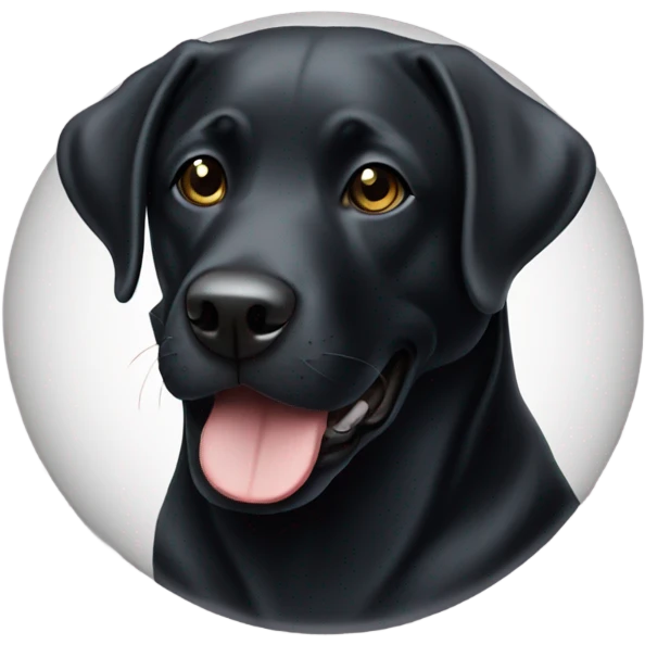 A black lab playing emoji