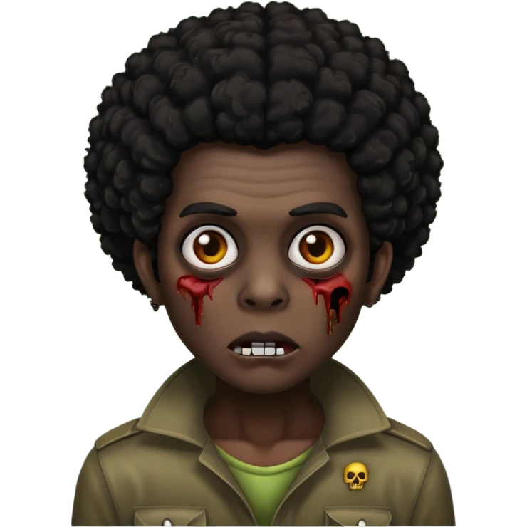 Zombie dark black Afro hair emoji