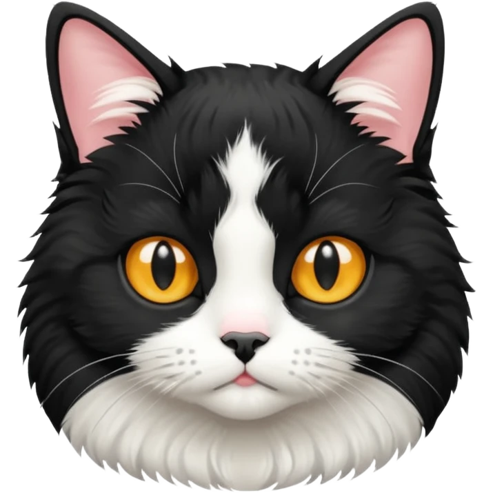 Black and white tuxedo cat with no tail. emoji