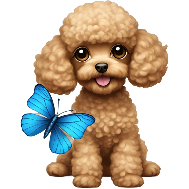 Toy poodle with blue butterfly  emoji