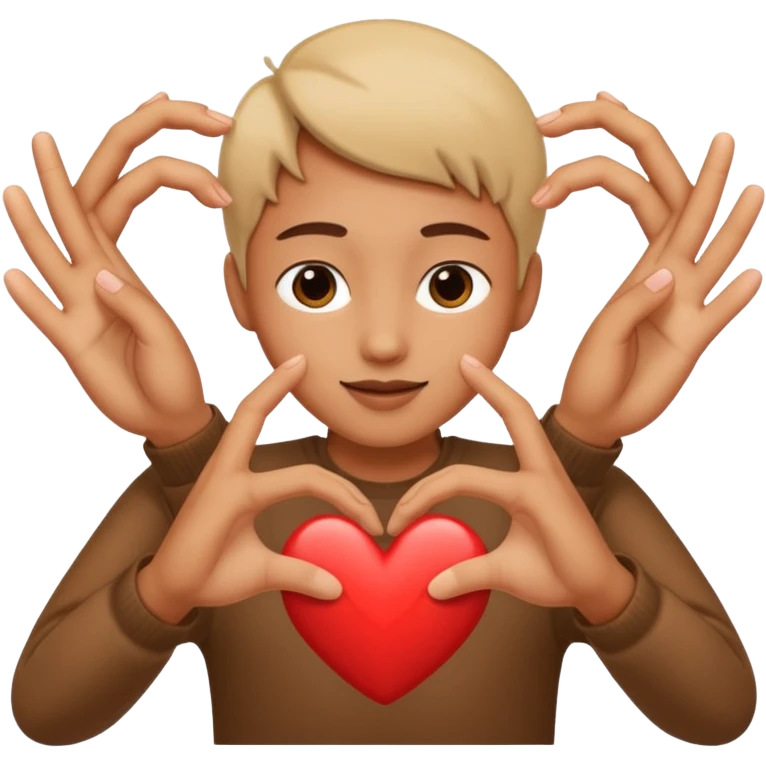 Corazón uniendo los dedos corazon y pulgar entre dos manos, cómo si se estuviera haciendo pisrola emoji