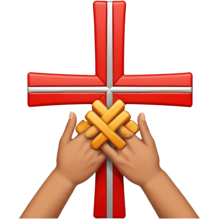 left hand on the bottom and right hand on top doing cross emoji