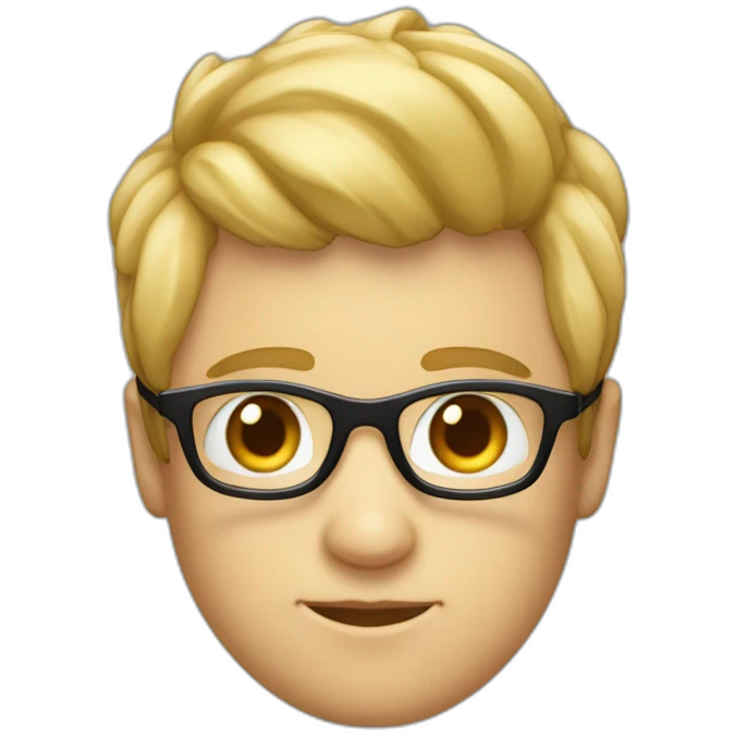 garcon maigre avec des cheveux blond des yeux bleux et des lunette noir emoji