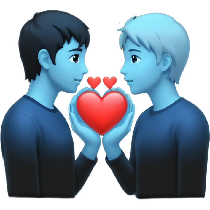 silhouette speaking to another with a heart between them emoji