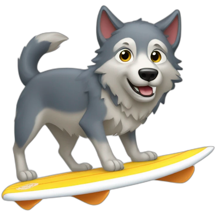 Loup qui fait du surf emoji