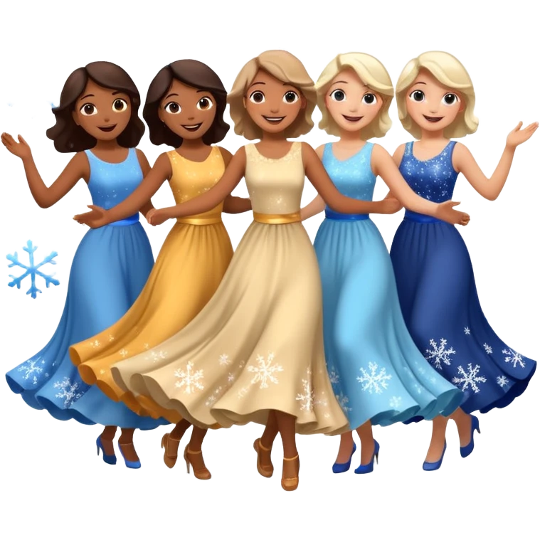 ladies dancing while snow is coming down emoji