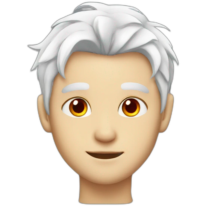 white haired boy with cat ears and red eyes emoji
