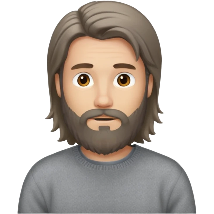 long hair bearded man sweater emoji