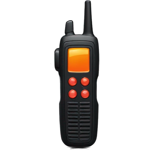 black walkie talkie with red-orange button on side emoji