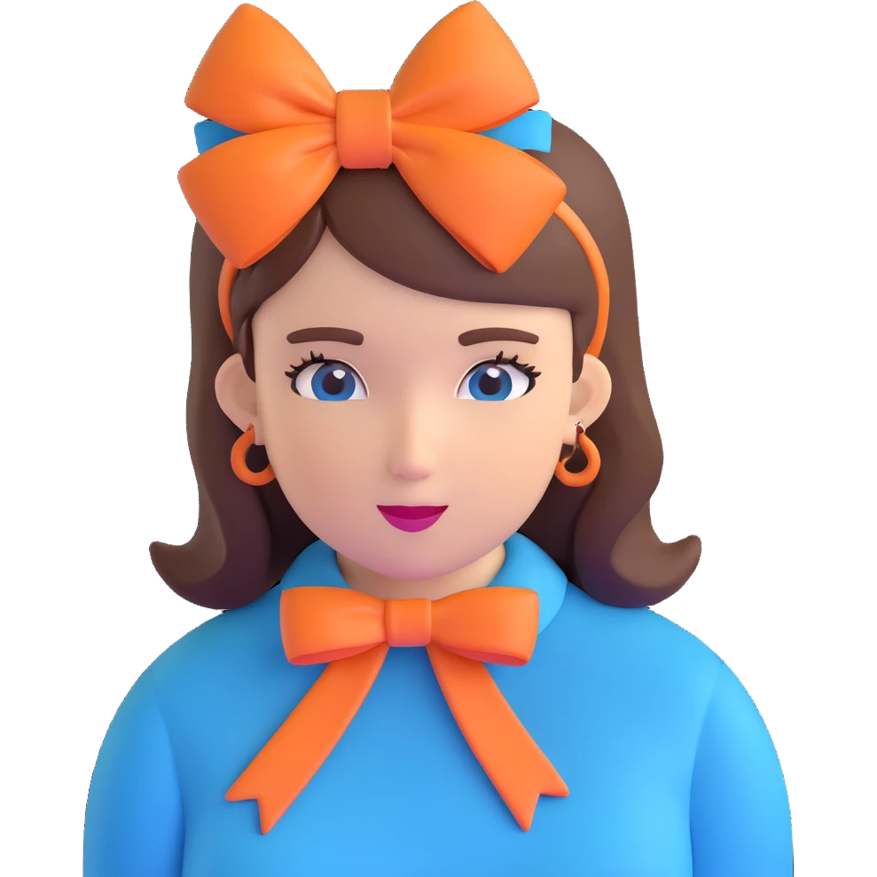 woman wearing a blue bow on her head emoji