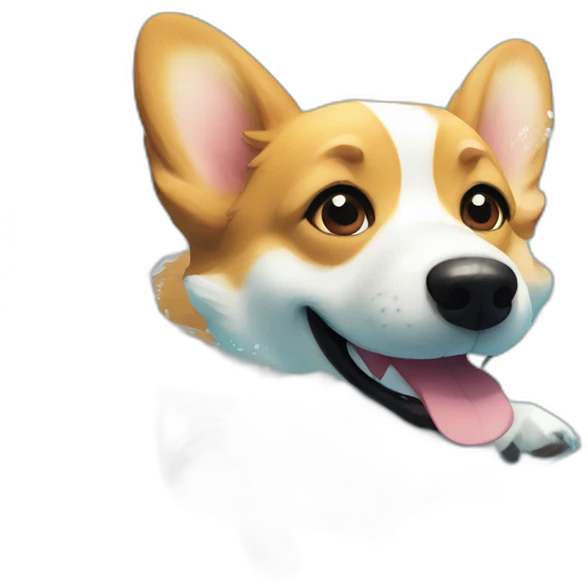Swimming corgi water happy summer emoji