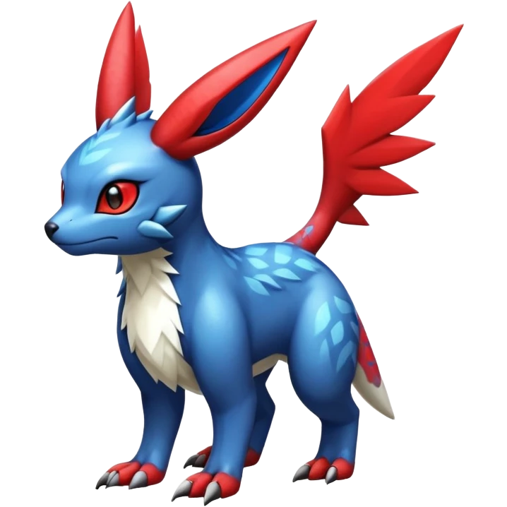  Cute Shiny Exotic Colorful Guilmon-Latias-Koraidon-Umbreon-Fakémon-hybrid-creature (full body)  emoji