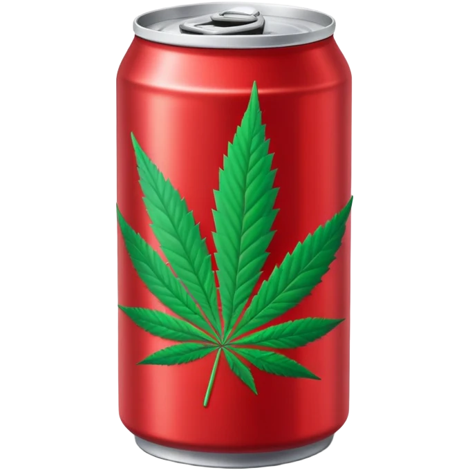 red soda can with a green cannabis leaf printed on it emoji