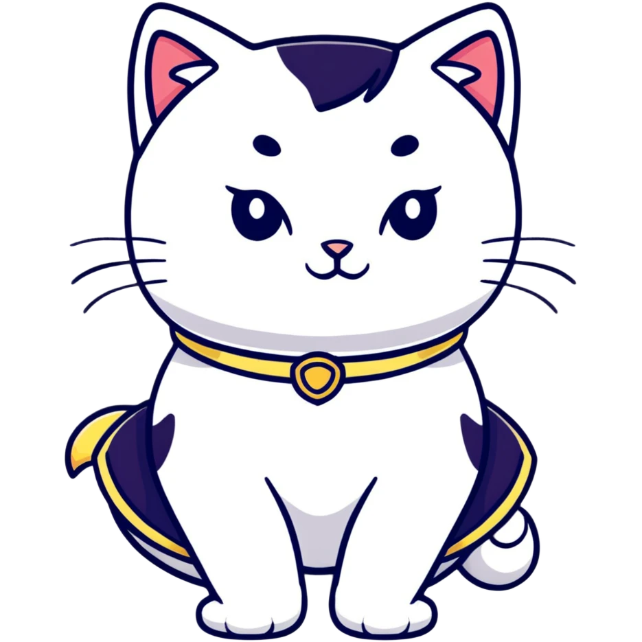 a white cat wearing a fancy costume emoji