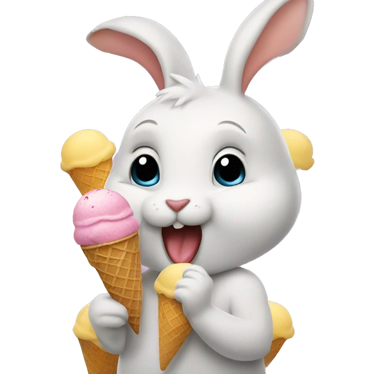 Rabbit eating ice cream  emoji