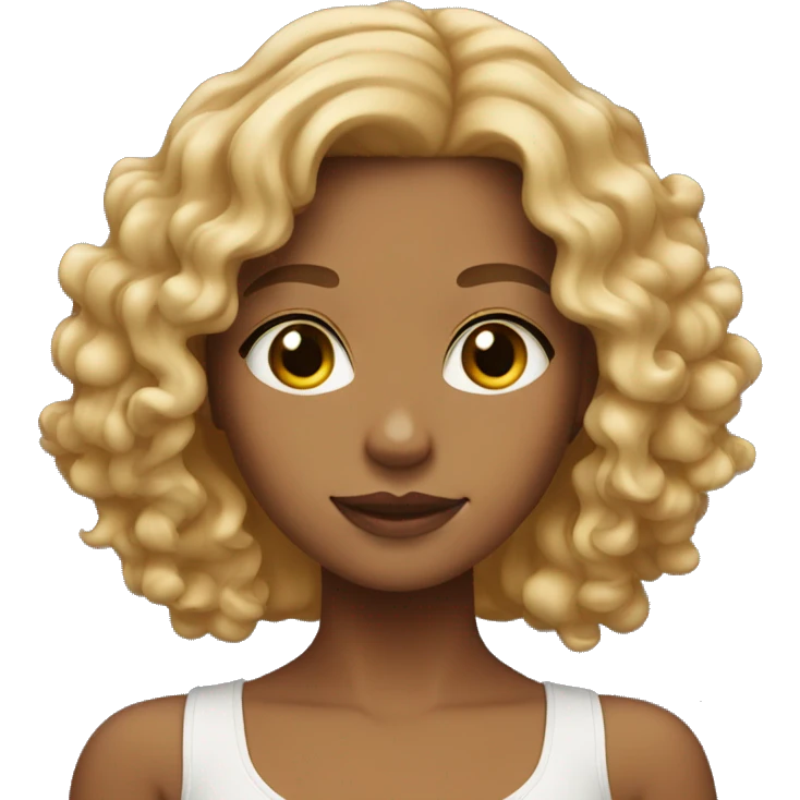 Girl with caramel skin and shoulder length blonde curly hair emoji