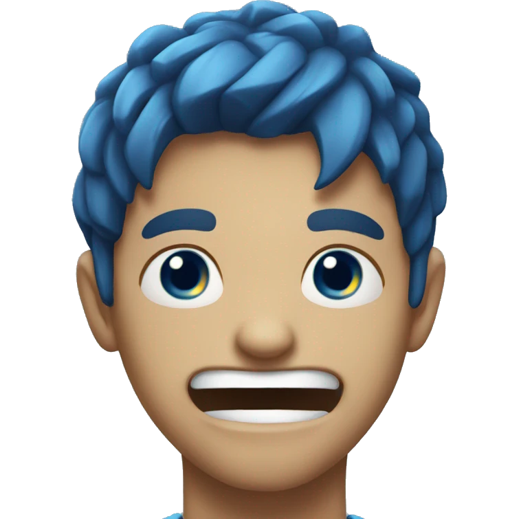 Blue fear emoji but smiling emoji