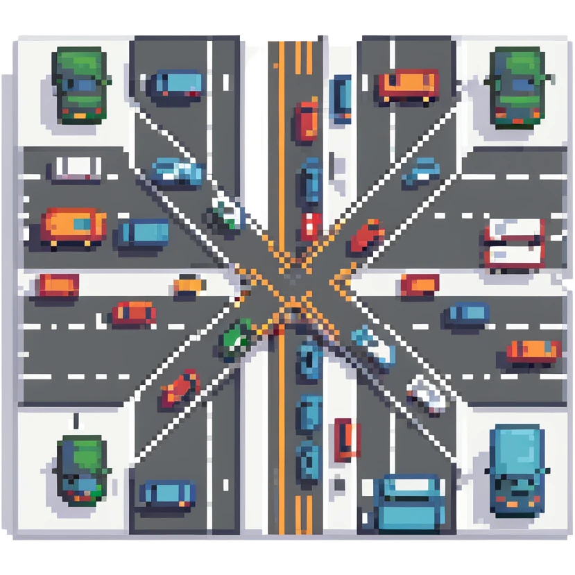 busy intersection with traffic emoji