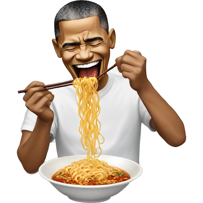 Barack Obama eating spicy ramen noodle challenge emoji