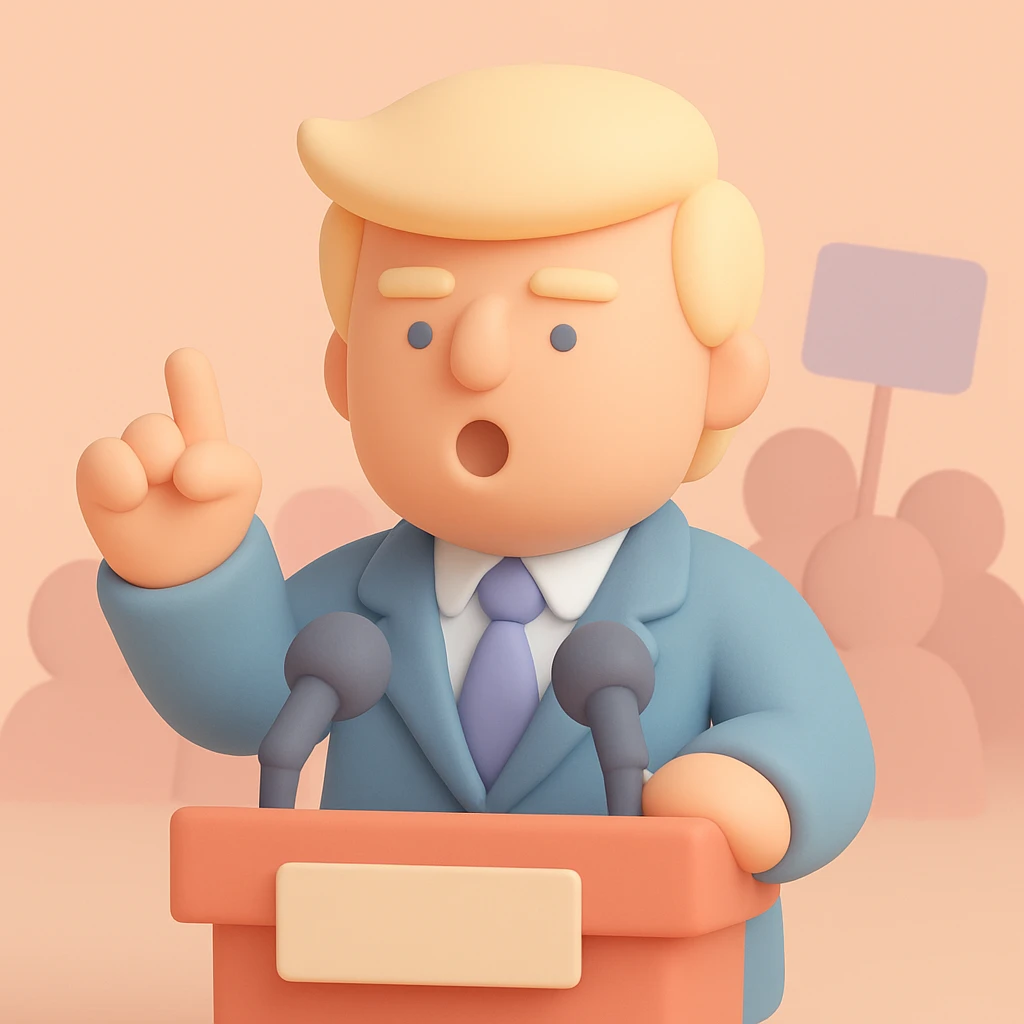 Donald Trump speaking at a rally emoji