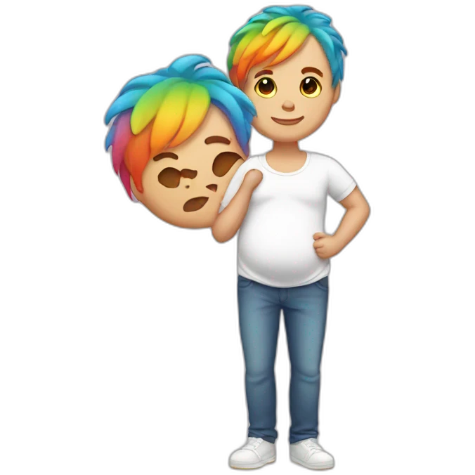 pregnant male with rainbow hair emoji