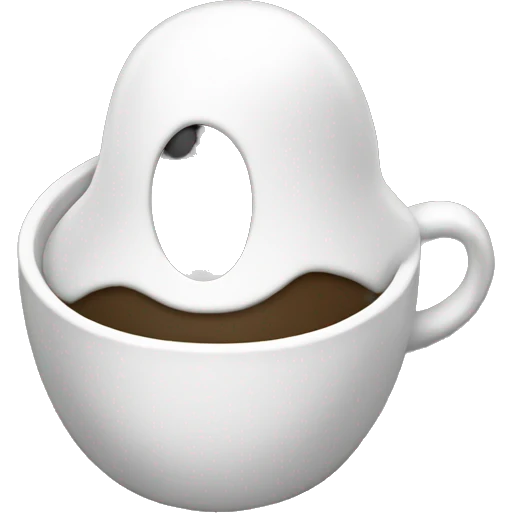 a ghost drinking coffee in black and white emoji