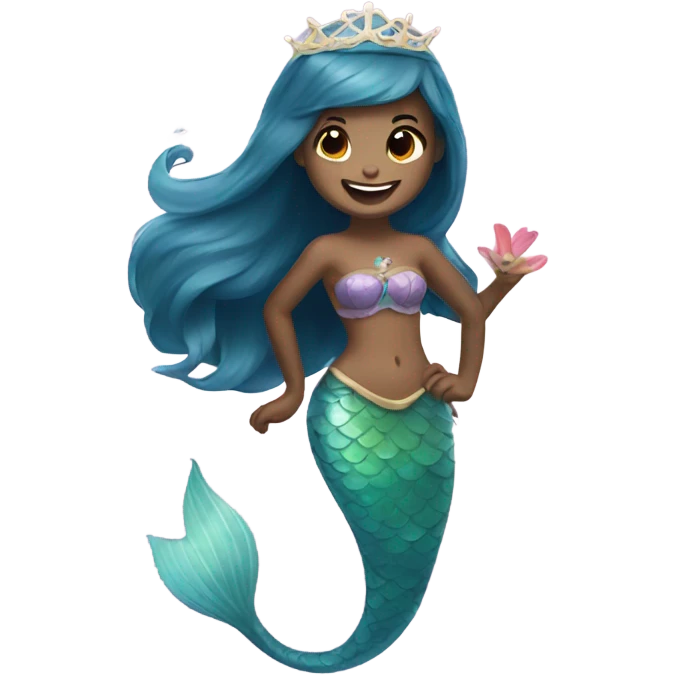 A cute and happy mermaid princess otter emoji