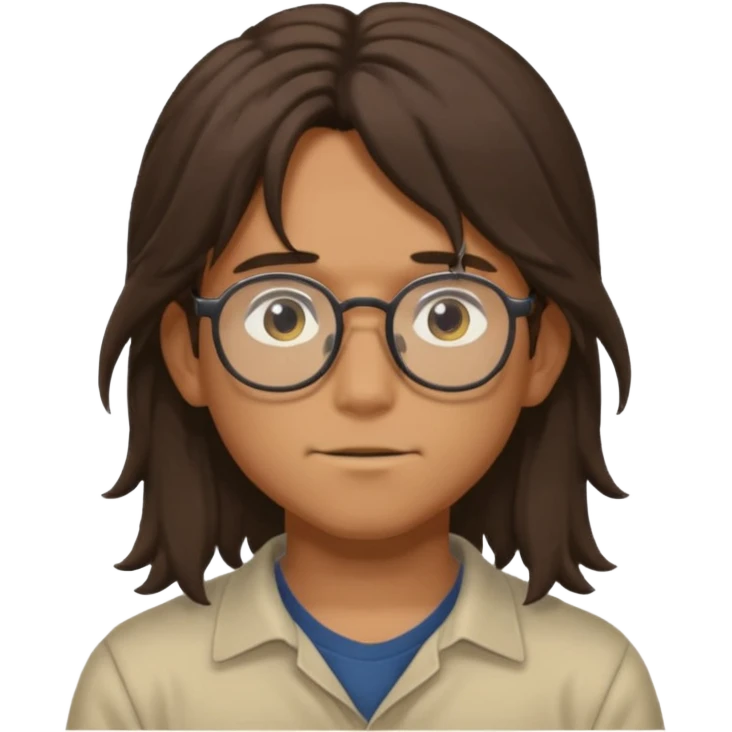 Studio ghibli boy lol with long hair and glasses emoji