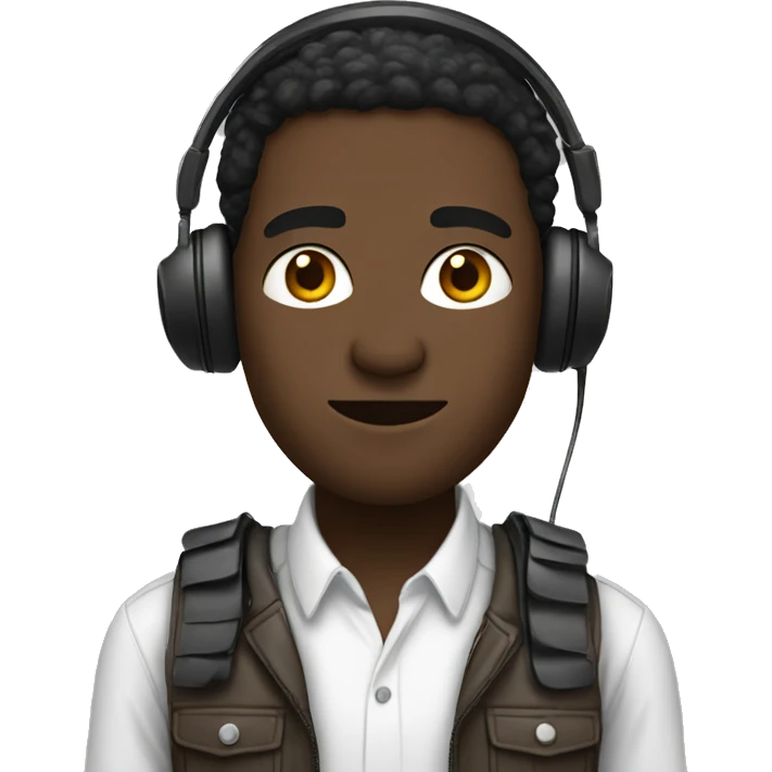 Black guy with headset on and feathers emoji