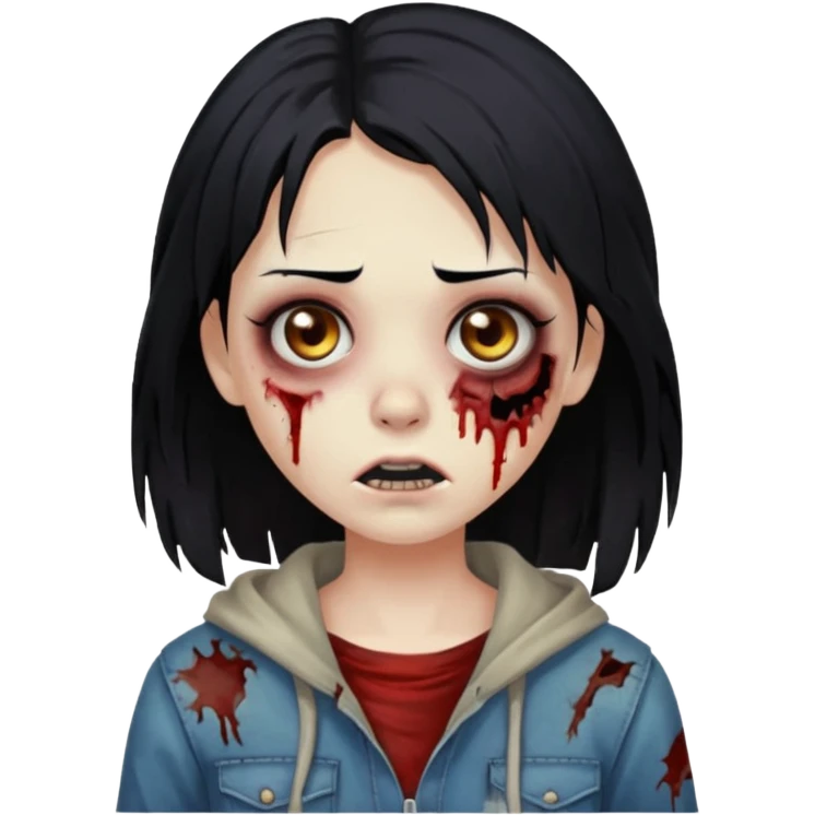 zombie girl with straight hair and brown eyes emoji